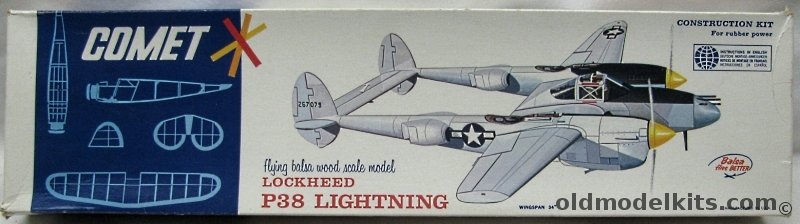 Comet Lockheed P-38 Lightning -34 inch Wingspan Flying Model Airplane, 3504 plastic model kit